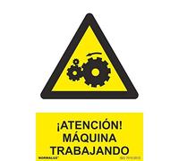 Normaluz RD30668 - Señal Adhesiva ¡Atención! Maquina Trabajando Adhesivo de Vinilo 20x30 cm con CTE, RIPCI