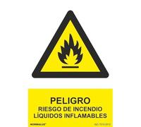 Normaluz RD30918 - Señal Peligro Riesgo De Incendio Líquidos Inflamables Aluminio 0,5 mm 21x30 cm con CTE, RIPCI