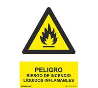 Normaluz RD31018 - Señal Peligro Riesgo De Incendio Líquidos Inflamables PVC Glasspack 0,7 mm 30x40 cm con CTE, RIPCI