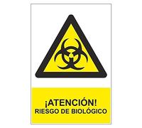 Normaluz RD35617 Señal Adhesiva Atención Riesgo De Biológico, Adhesivo de Vinilo, 15 x 20 cm