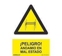 Normaluz RD36646 - Señal Adhesiva ¡Peligro! Andamios En Mal Estado Adhesivo de Vinilo 10x15 cm con CTE, RIPCI