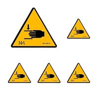 Normaluz RD38610 - Señal Adhesiva 10 Unidades ¡Peligro Atrapamiento Adhesivo de Vinilo 9 cm de lado, Amarillo (Paquete de 5)