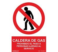 Normaluz RD40018 - Señal Caldera De Gas Prohibido El Paso A Personas Ajenas Al Servicio PVC Glasspack 0,7 mm 21x30 cm con CTE, RIPCI