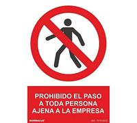 Normaluz RD40019 - Señal Prohibido El Paso A Toda Persona Ajena A La Empresa PVC Glasspack 0,7 mm 21x30 cm