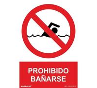 Normaluz RD40037 - Señal Prohibido Bañarse PVC Glasspack 0,7 mm 21x30 cm con CTE, RIPCI