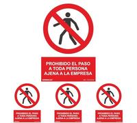 Normaluz Rd40619 - Señal Adhesiva Prohibido el Paso a Toda Persona Ajena a la Empresa Adhesivo de Vinilo 20X30 cm, Rojo (Paquete de 4)