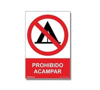 Normaluz RD40636 - Señal Adhesiva Prohibido Acampar Adhesivo de Vinilo 20x30 cm con CTE, RIPCI