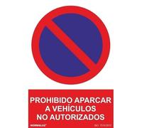Normaluz RD40638 - Señal Adhesiva Prohibido Aparcar A Vehículos No Autorizados Adhesivo de Vinilo 20x30 cm con CTE, RIPCI