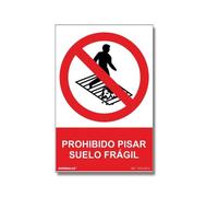 Normaluz RD40927 - Señal Prohibido Pisar Suelo Frágil aluminio 0,5mm 21x30 cm con CTE, RIPCI