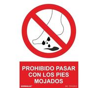 Normaluz RD40964 - Señal Prohibido Pisar Con Los Pies Mojados Aluminio 0,5 mm 21x30 cm con CTE, RIPCI