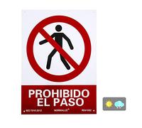 Normaluz RD41002 - Señal Prohibido El Paso Carteles PVC 0.7 mm 30x40 cm, Rosso