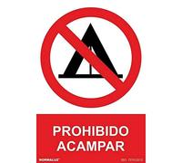 Normaluz RD41036 - Señal Prohibido Acampar PVC Glasspack 0,7 mm 30x40 cm con CTE, RIPCI