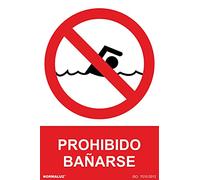 Normaluz RD41037 - Señal Prohibido Bañarse PVC Glasspack 0,7 mm 30x40 cm con CTE, RIPCI