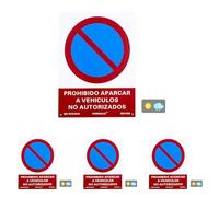 Normaluz RD41038 - Señal Prohibido Aparcar a Vehículos No Autorizados PVC Glasspack 0.7 mm, 30 x 40 cm, Rojo (Paquete de 4)