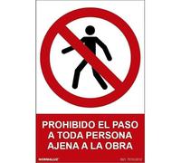 Normaluz RD41923 - Señal Prohibido El Paso A Toda Persona Ajena A La Obra Aluminio 0,5 mm 30x40 cm con CTE, RIPCI