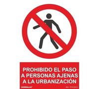 Normaluz RD41976 - Señal Prohibido El Paso A Personas Ajenas A La Urbanización Aluminio 0,5 mm 30x40 cm con CTE, RIPCI
