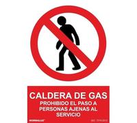 Normaluz RD45618 - Señal Adhesiva Caldera De Gas Prohibido El Paso A Personas Ajenas Al Servicio Adhesivo de Vinilo 15x20 cm con CTE, RIPCI