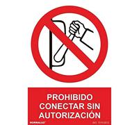 Normaluz RD46604 - Señal Adhesiva Prohibido Conectar Sin Autorización Adhesivo de Vinilo 10x15 cm con CTE, RIPCI