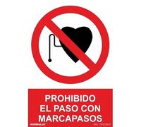 Normaluz RD46629 - Señal Adhesiva Prohibido El Paso Con Marcapasos Adhesivo de Vinilo 10x15 cm con CTE, RIPCI