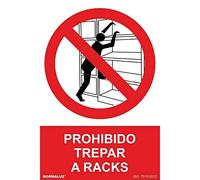 Normaluz RD46639 - Señal Adhesiva Prohibido Trepar A Racks Adhesivo de Vinilo 10x15 cm con CTE, RIPCI