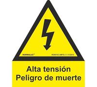 Normaluz RD65003 - Señal Adhesiva Alta Tensión Peligro De Muerte Rayo Pentágono Adhesivo de Vinilo 15 cm con CTE, RIPCI