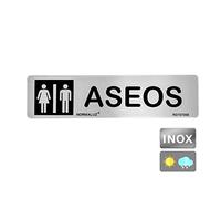Normaluz RD707008 - Señal Adhesiva Rectangular Aseos Unisex Acero inoxidable Adhesivo 0,8 mm 5x20 cm