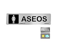 Normaluz RD707010 - Señal Adhesiva Rectangular Aseos Mujer Acero inoxidable Adhesivo 0,8 mm 5x20 cm