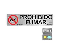 Normaluz RD707021 - Señal Rectangular Prohibido Fumar Acero Inoxidable Adhesivo 0.8 mm 5 x 20 cm