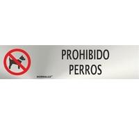 Normaluz RD707024 - Señal Adhesiva Rectangular Prohibidos Perros Acero inoxidable Adhesivo 0,8 mm 5x20 cm