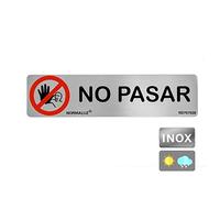 Normaluz RD707028 - Señal Adhesiva Rectangular No Pasar Acero inoxidable Adhesivo 0,8 mm 5x20 cm