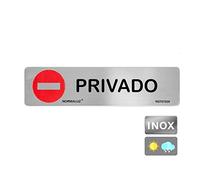 Normaluz RD707029 - Señal Adhesiva Rectangular Privado Acero inoxidable Adhesivo 0,8 mm 5x20 cm