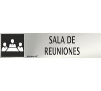 Normaluz RD707087 - Señal Adhesiva Rectangular Sala De Reuniónes Acero inoxidable Adhesivo 0,8 mm 5x20 cm con CTE, RIPCI