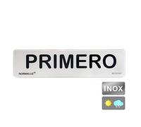 Normaluz Rd707097 - Señal Adhesiva Rectangular Primero Acero Inoxidable Adhesivo 0.8 mm 5X20 cm, Gris