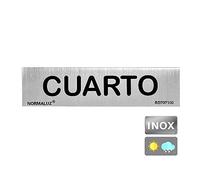Normaluz RD707100 - Señal Adhesiva Rectangular Cuarto, Acero inoxidable Adhesivo, 0.8 mm, 5 x 20 cm