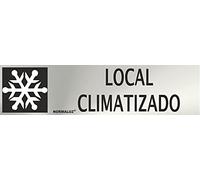 Normaluz RD707181 - Señal Adhesiva Rectangular Local Climatizado Acero inoxidable Adhesivo 0,8 mm 5x20 cm con CTE, RIPCI