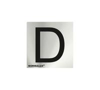 Normaluz RD717140 - Señal Adhesiva Cuadrada Letra D Acero inoxidable Adhesivo 0,8 mm 5X5 cm con CTE, RIPCI