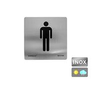 Normaluz RD727009 - Señal Adhesiva Cuadrada Aseos Hombres Acero inoxidable Adhesivo 0,8 mm 12x12 cm