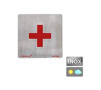 Normaluz RD727022 - Señal Adhesiva Cuadrada Hospital Acero inoxidable Adhesivo 0,8 mm 12x12 cm, gris