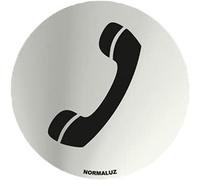 Normaluz RD797004 - Señal Adhesiva Redonda Teléfono Acero inoxidable Adhesivo 0,8 mm 7 cm con CTE, RIPCI