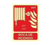 Normaluz Señal RD00108 Boca de Incendio 21x30 cm Clase B PVC 0,7mm Extinción Homologada, Rojo, 21x30cm