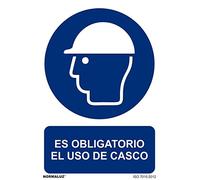 NORMALUZ SEÑAL USO OBLIGATORIO ES OBLIGATORIO EL USO DE CASCO (PVC 0.7MM) 30X40CM