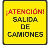 Normaluz V10034 - Señal Vial Cuadrada Atención Salida De Camiones Metalica Termolacada 50 cm