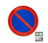 Normaluz V10041 - Señal Vial Redonda Estacionamiento Prohibido Metalica Termolacada 50 cm, Rojo