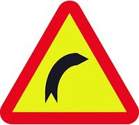 Normaluz V11003 - Señal Vial Triangular Curva Peligrosa a La derecha Metalica Termolacada 70 cm con CTE, RIPCI