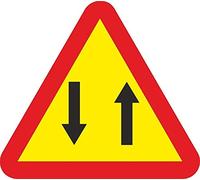 Normaluz V11015 - Señal Vial Triangular Circulación En Los Dos Sentidos Metalica Termolacada 70 cm con CTE, RIPCI