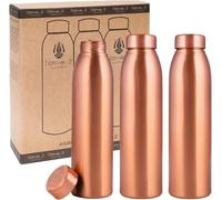 NORMAN JR Botella de agua de cobre de 1 litro -Caja de regalo con 3 unidades, diseño sencillo, un recipiente ayurvédico fabricado en cobre puro -te ayuda a beber más, con beneficios para la salud