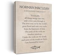 Norman Maclean A River Runs Through It Vintage Canvas Print for Library Decor(Framed,08x12inch(20x30cm))