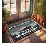 Normandie: un viaje a través del tiempo en el legendario Ocean Liner Felpudo de bienvenida para puerta delantera, decoración de habitación al aire libre para hombres (50 x 80 cm)