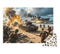 Normandy Campaign Puzzles for Personas Mayores 1000 Piezas Papel reciclable WW2 Battle Puzzle for Adultos Interesante Juego Familiar Props Party Accesorios de Juego for Home 38x26cm/1000pcs