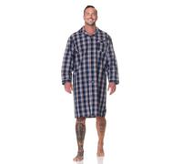 Normann Camisón de manga larga para hombre tejido con botonera - también en talla grande, azul, 52-54